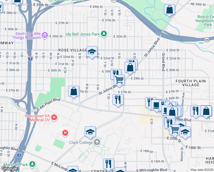 map of restaurants, bars, coffee shops, grocery stores, and more near 1915 East 29th Street in Vancouver