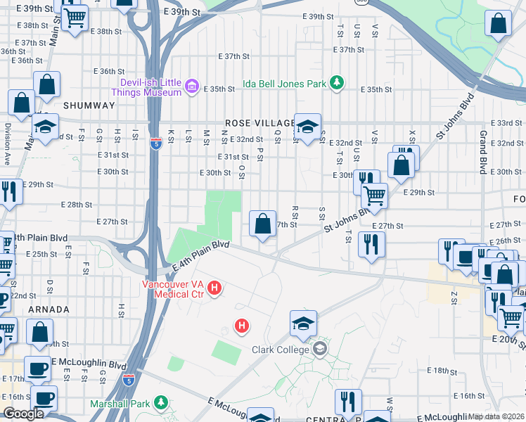 map of restaurants, bars, coffee shops, grocery stores, and more near 1609 East 29th Street in Vancouver