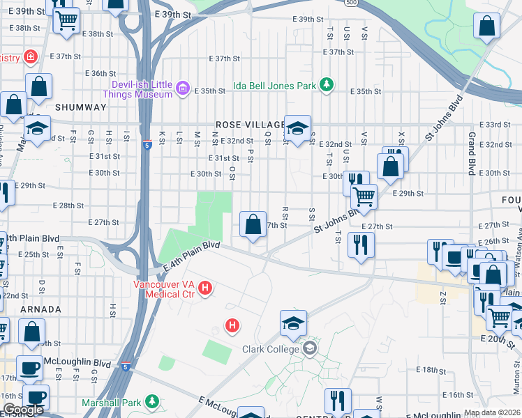 map of restaurants, bars, coffee shops, grocery stores, and more near 1609 East 29th Street in Vancouver