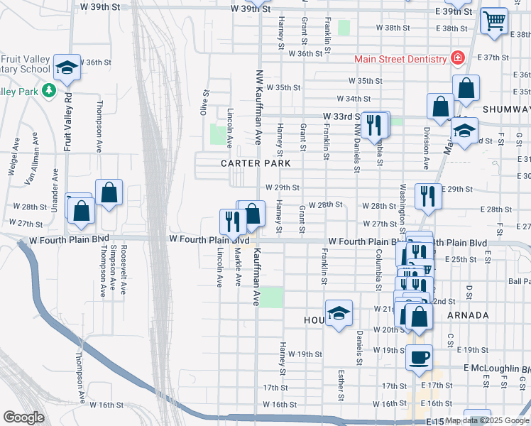 map of restaurants, bars, coffee shops, grocery stores, and more near in Vancouver