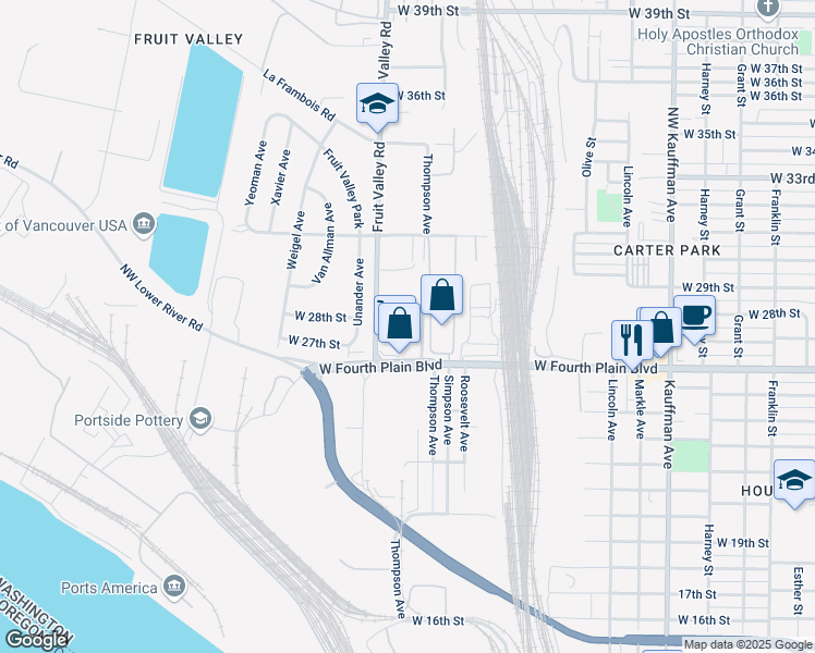 map of restaurants, bars, coffee shops, grocery stores, and more near 1910 West 27th Street in Vancouver