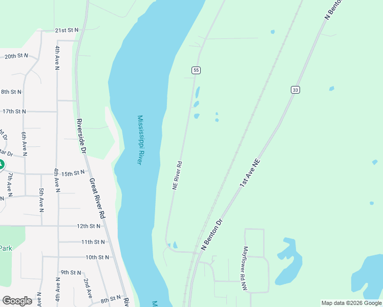 map of restaurants, bars, coffee shops, grocery stores, and more near 5204 Northeast River Road in Sauk Rapids