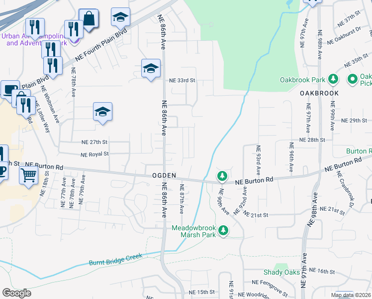 map of restaurants, bars, coffee shops, grocery stores, and more near 2654 Northeast 88th Street in Vancouver