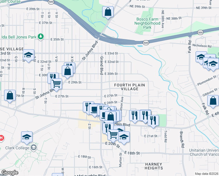 map of restaurants, bars, coffee shops, grocery stores, and more near 2905 East 29th Street in Vancouver