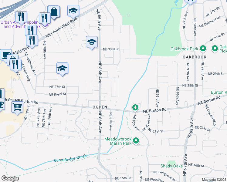 map of restaurants, bars, coffee shops, grocery stores, and more near 2654 Northeast 88th Street in Vancouver