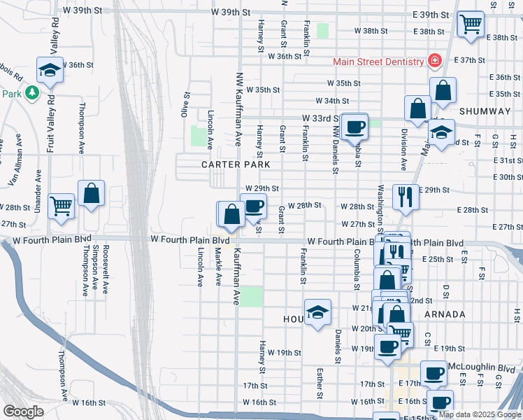 map of restaurants, bars, coffee shops, grocery stores, and more near 805 West 28th Street in Vancouver