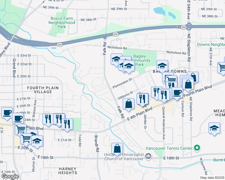 map of restaurants, bars, coffee shops, grocery stores, and more near 3901 Plomondon Street in Vancouver