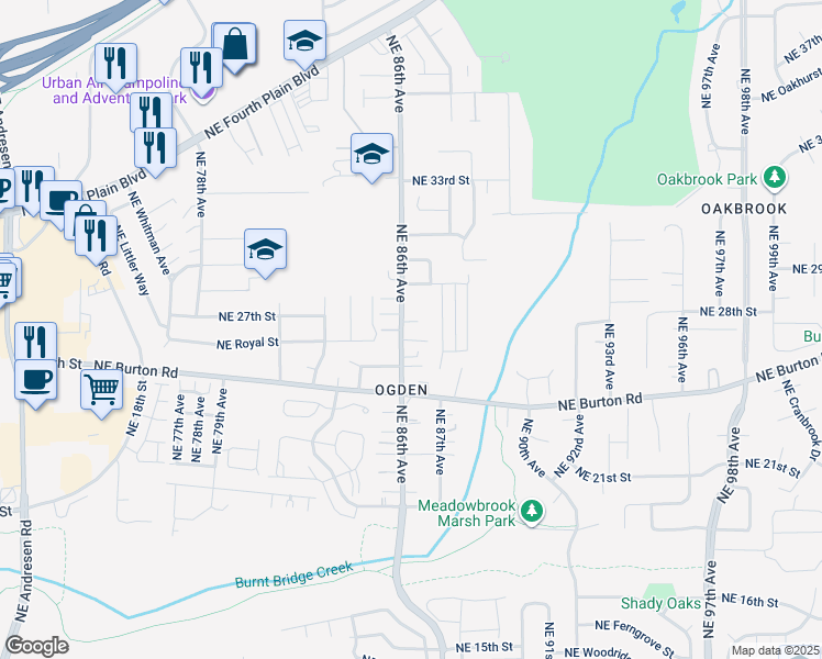 map of restaurants, bars, coffee shops, grocery stores, and more near 8612 Northeast 27th Circle in Vancouver