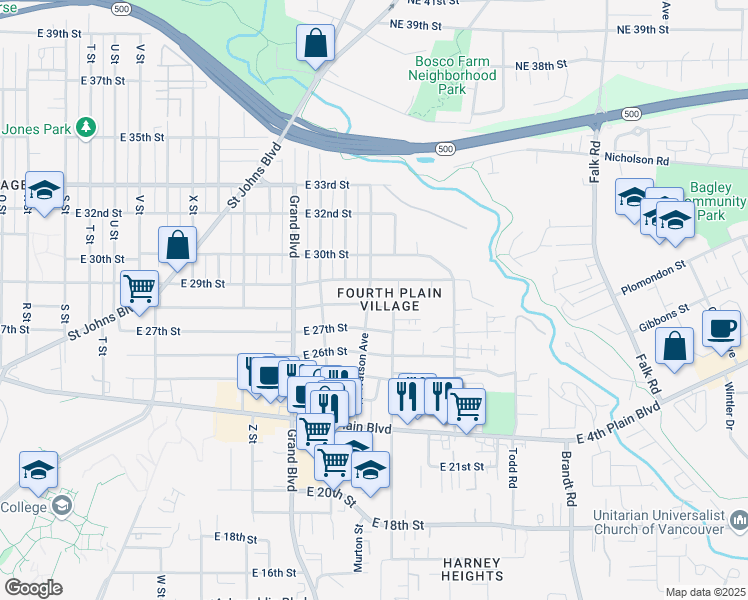 map of restaurants, bars, coffee shops, grocery stores, and more near 2810 Watson Avenue in Vancouver