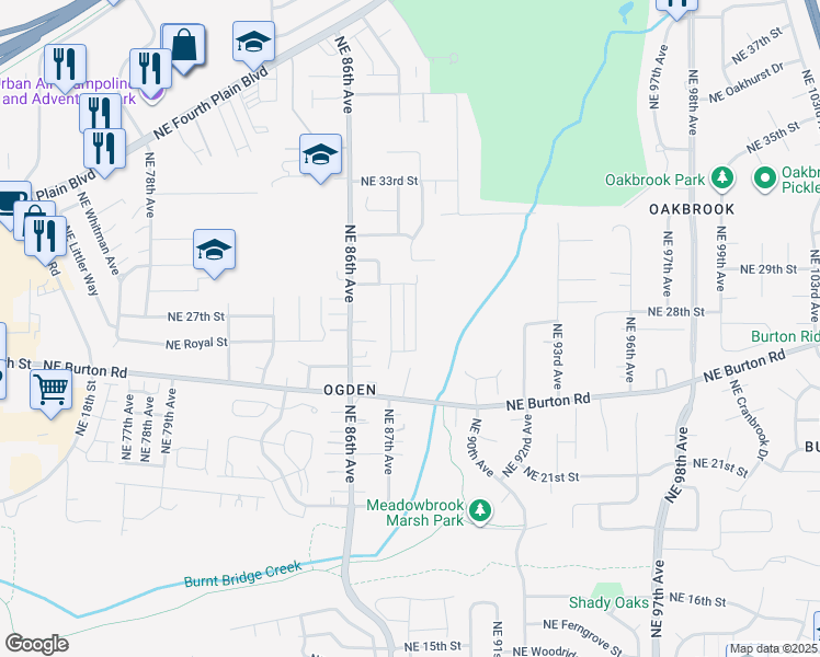 map of restaurants, bars, coffee shops, grocery stores, and more near 2654 Northeast 88th Street in Vancouver