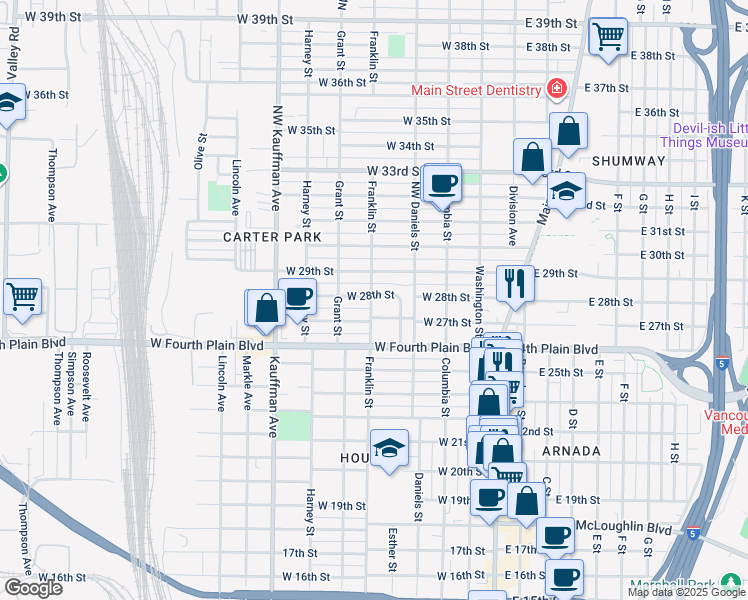 map of restaurants, bars, coffee shops, grocery stores, and more near 555 West 28th Street in Vancouver