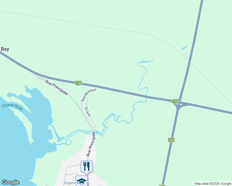 map of restaurants, bars, coffee shops, grocery stores, and more near 1589 Québec 148 in Grenville