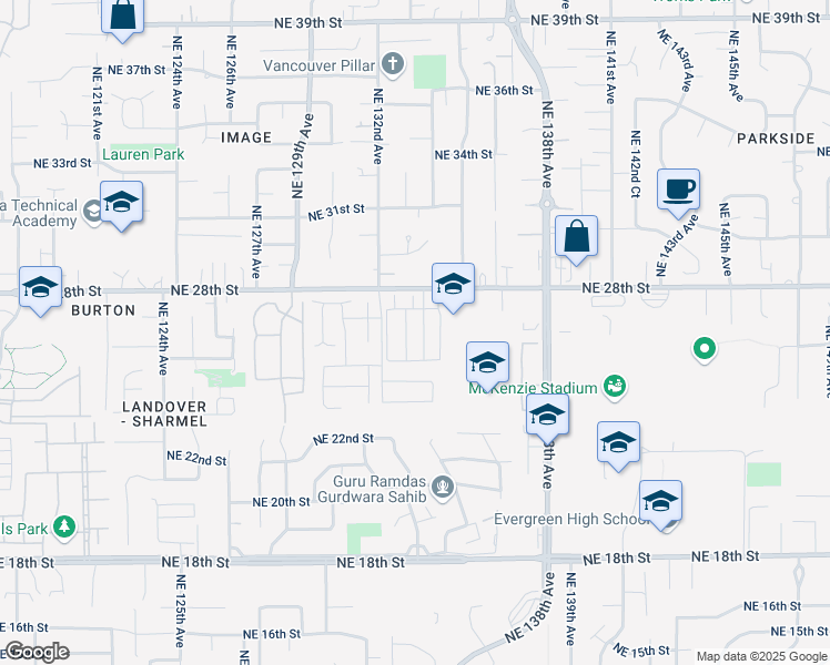 map of restaurants, bars, coffee shops, grocery stores, and more near 2641 Northeast 131st Court in Vancouver