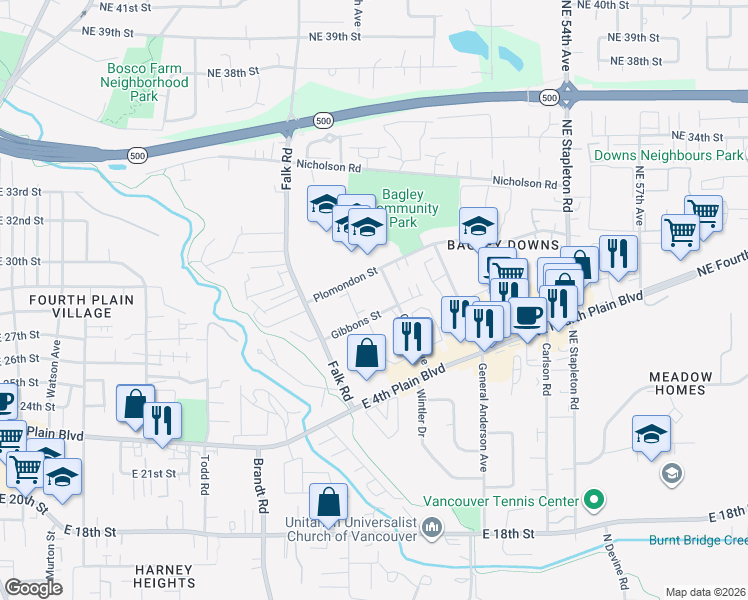 map of restaurants, bars, coffee shops, grocery stores, and more near in Vancouver
