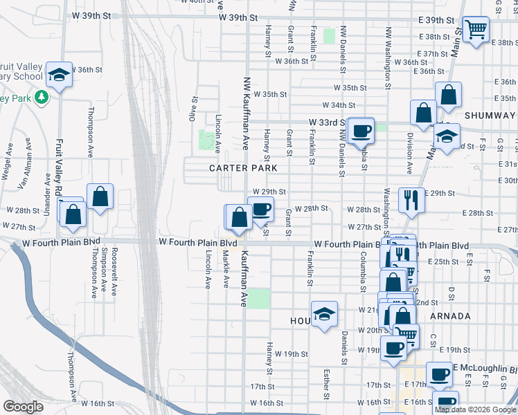 map of restaurants, bars, coffee shops, grocery stores, and more near in Vancouver