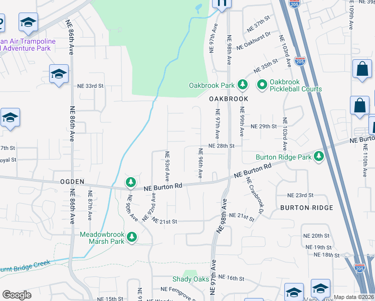 map of restaurants, bars, coffee shops, grocery stores, and more near 2701 Northeast 95th Court in Vancouver