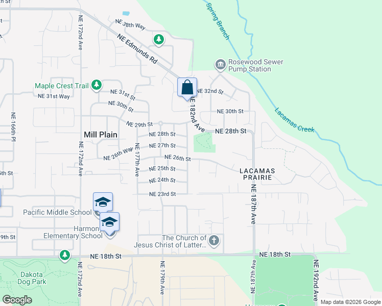 map of restaurants, bars, coffee shops, grocery stores, and more near 18013 Northeast 27th Street in Vancouver