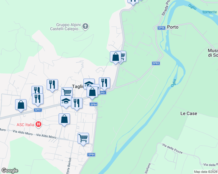 map of restaurants, bars, coffee shops, grocery stores, and more near 5 Vicolo della Valle in Tagliuno