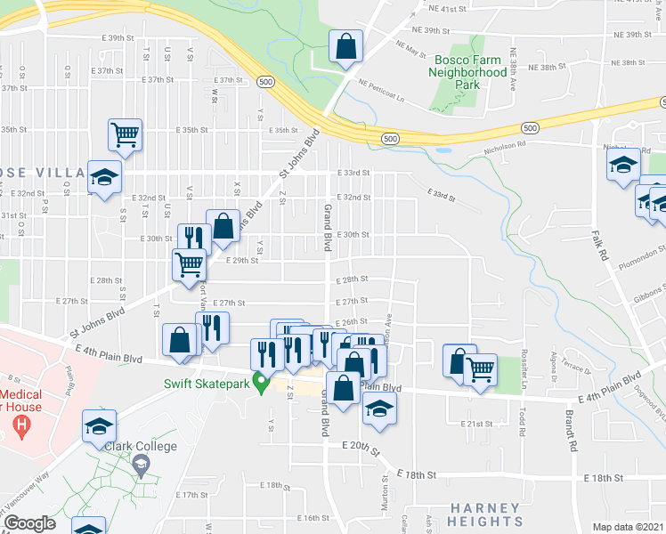 map of restaurants, bars, coffee shops, grocery stores, and more near 2811 Grand Boulevard in Vancouver