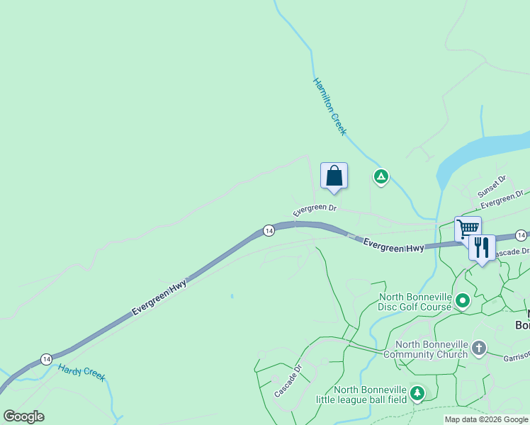 map of restaurants, bars, coffee shops, grocery stores, and more near 0 Warren Road in North Bonneville