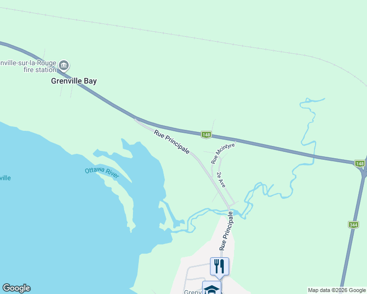 map of restaurants, bars, coffee shops, grocery stores, and more near 38 Chemin de la Baie Grenville in Laurentides