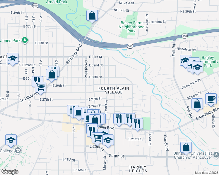 map of restaurants, bars, coffee shops, grocery stores, and more near 2809 Watson Avenue in Vancouver