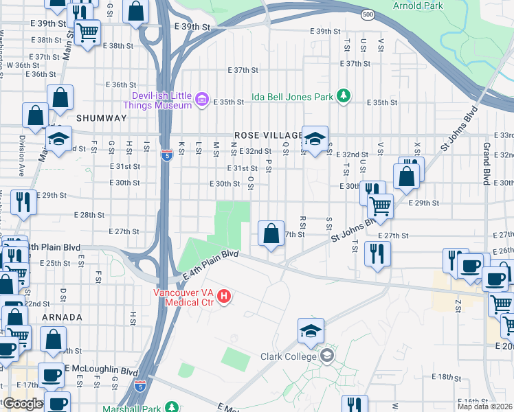 map of restaurants, bars, coffee shops, grocery stores, and more near 1501 East 29th Street in Vancouver