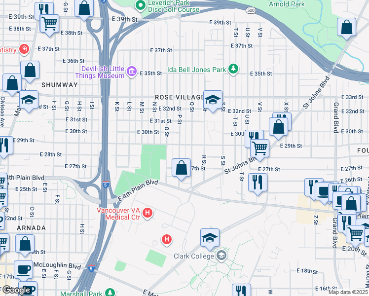 map of restaurants, bars, coffee shops, grocery stores, and more near 1609 East 29th Street in Vancouver