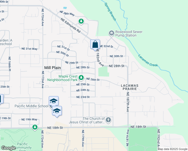 map of restaurants, bars, coffee shops, grocery stores, and more near 18013 Northeast 27th Street in Vancouver