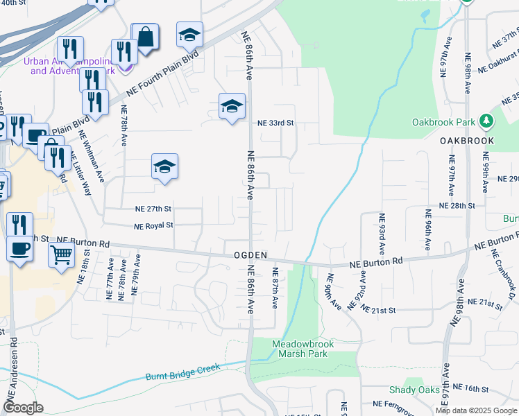 map of restaurants, bars, coffee shops, grocery stores, and more near 8606 Northeast 27th Circle in Vancouver