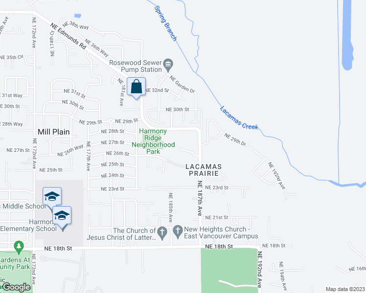 map of restaurants, bars, coffee shops, grocery stores, and more near 18508 NE 26th Drive in Vancouver