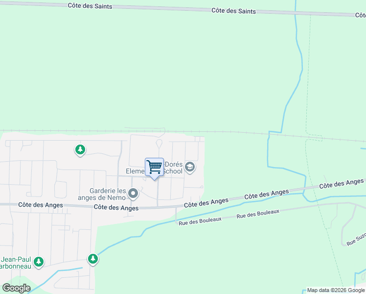 map of restaurants, bars, coffee shops, grocery stores, and more near 13125 Rue Pierre-Perrin in Mirabel