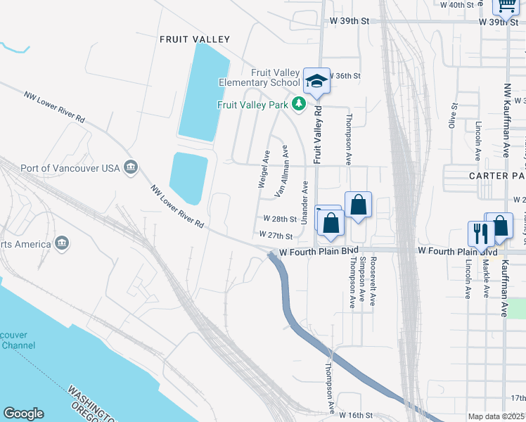 map of restaurants, bars, coffee shops, grocery stores, and more near 2210 West 28th Street in Vancouver