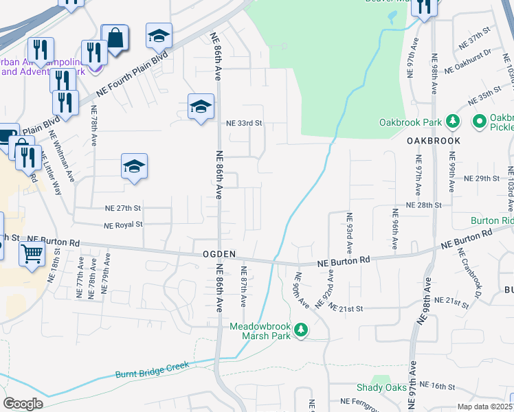 map of restaurants, bars, coffee shops, grocery stores, and more near 2654 Northeast 88th Street in Vancouver