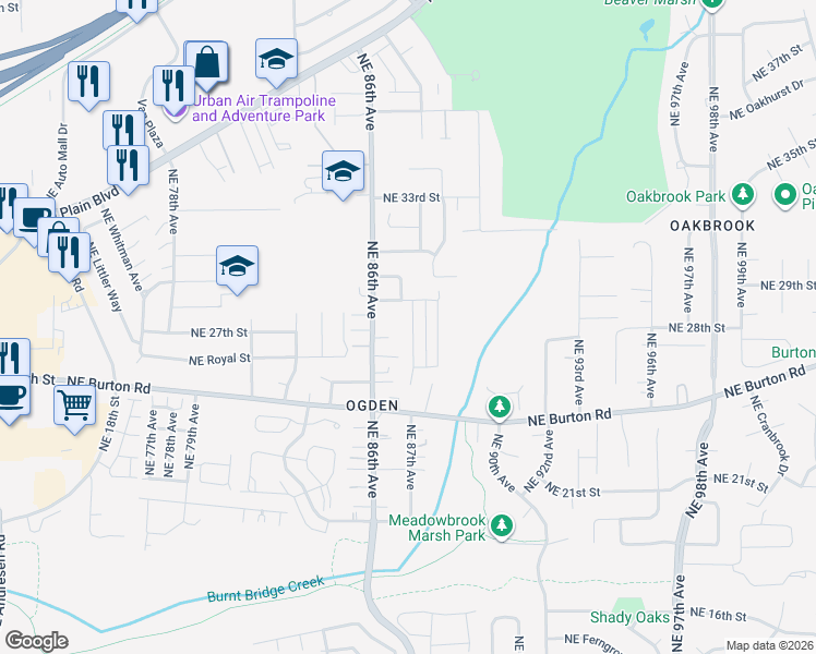 map of restaurants, bars, coffee shops, grocery stores, and more near 8612 Northeast 27th Circle in Vancouver
