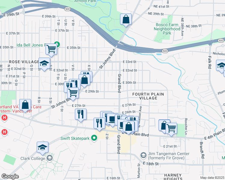 map of restaurants, bars, coffee shops, grocery stores, and more near 2700 East 29th Street in Vancouver