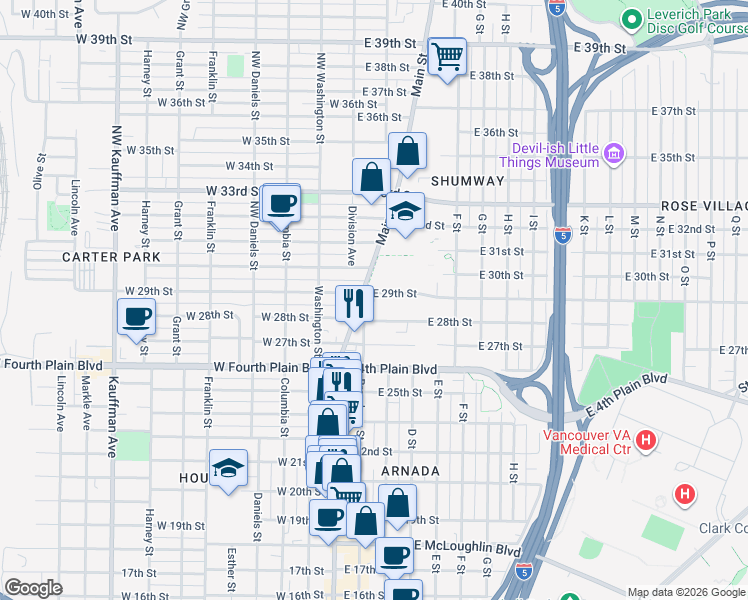 map of restaurants, bars, coffee shops, grocery stores, and more near 149 East 29th Street in Vancouver