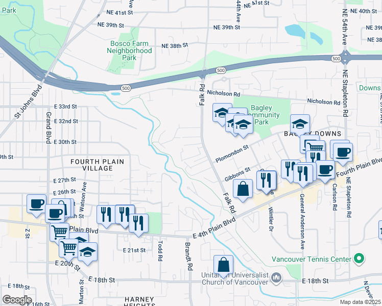 map of restaurants, bars, coffee shops, grocery stores, and more near 3818 Plomondon Lane in Vancouver