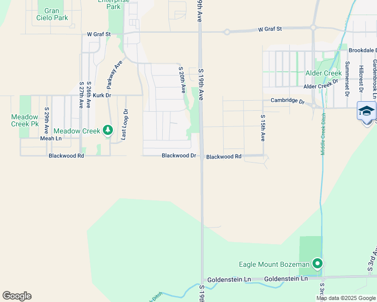 map of restaurants, bars, coffee shops, grocery stores, and more near 6707 Blackwood Road in Bozeman