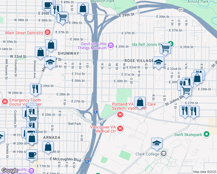 map of restaurants, bars, coffee shops, grocery stores, and more near 1150 East 29th Street in Vancouver