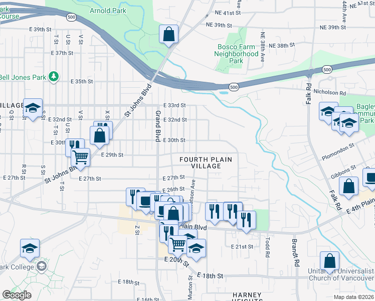 map of restaurants, bars, coffee shops, grocery stores, and more near 2810 Watson Avenue in Vancouver