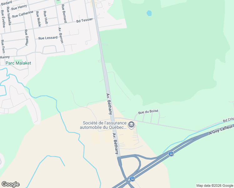 map of restaurants, bars, coffee shops, grocery stores, and more near 425 Avenue Béthany in Lachute