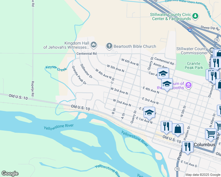 map of restaurants, bars, coffee shops, grocery stores, and more near 298 C Street in Columbus