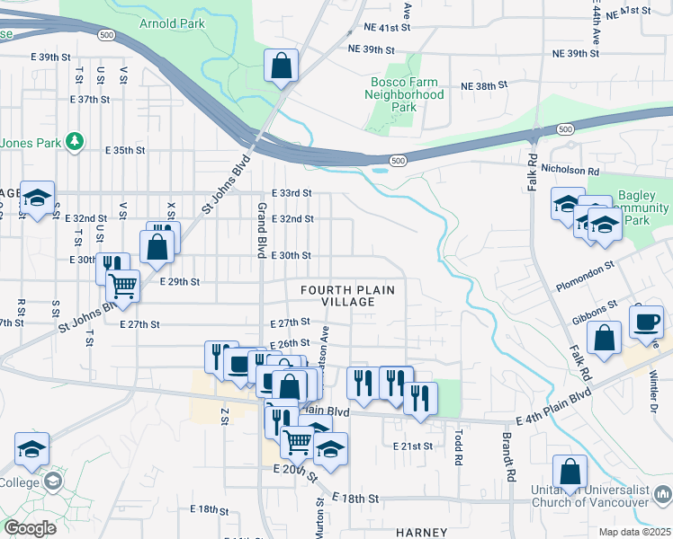 map of restaurants, bars, coffee shops, grocery stores, and more near 2810 Watson Avenue in Vancouver