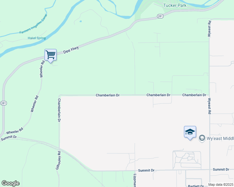 map of restaurants, bars, coffee shops, grocery stores, and more near 4203-4355 Chamberlain Drive in Hood River