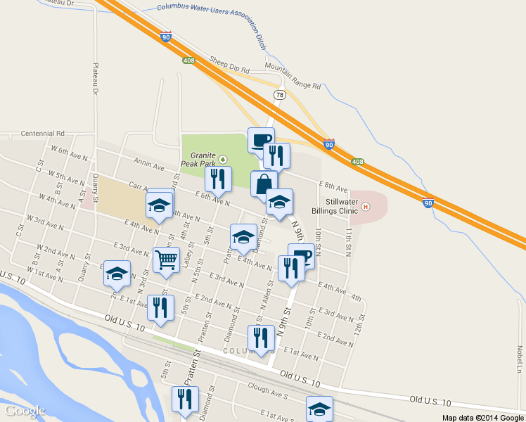 map of restaurants, bars, coffee shops, grocery stores, and more near 609 Diamond Street in Columbus