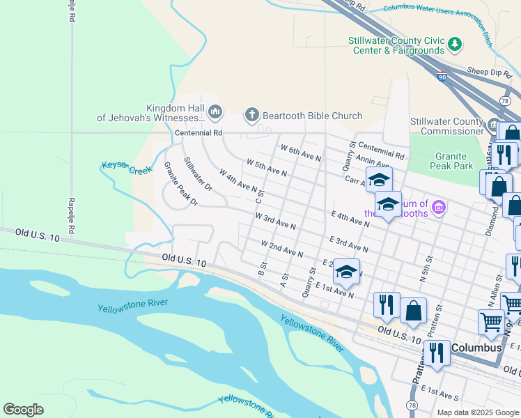 map of restaurants, bars, coffee shops, grocery stores, and more near 200-298 C St in Columbus