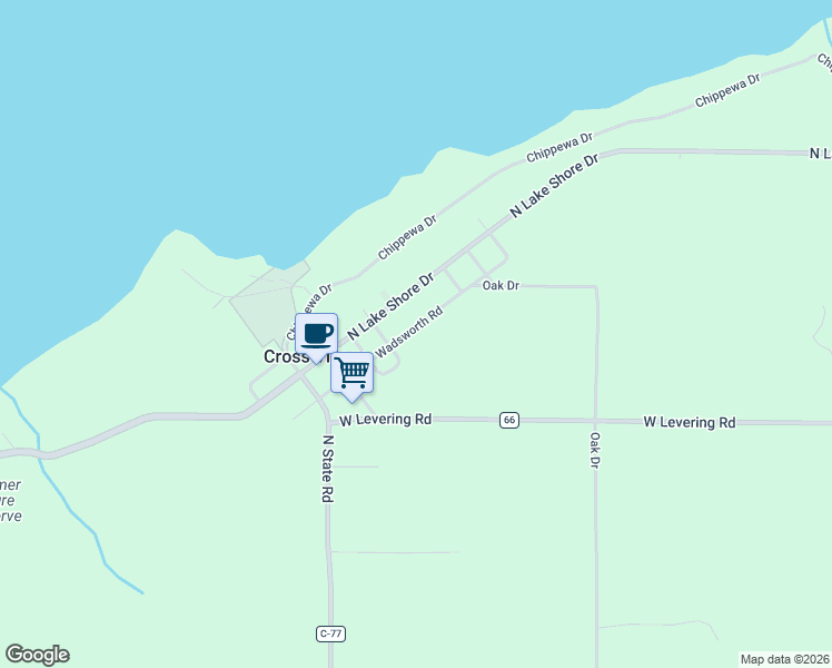 map of restaurants, bars, coffee shops, grocery stores, and more near 5900-5940 Wadsworth Road in Harbor Springs