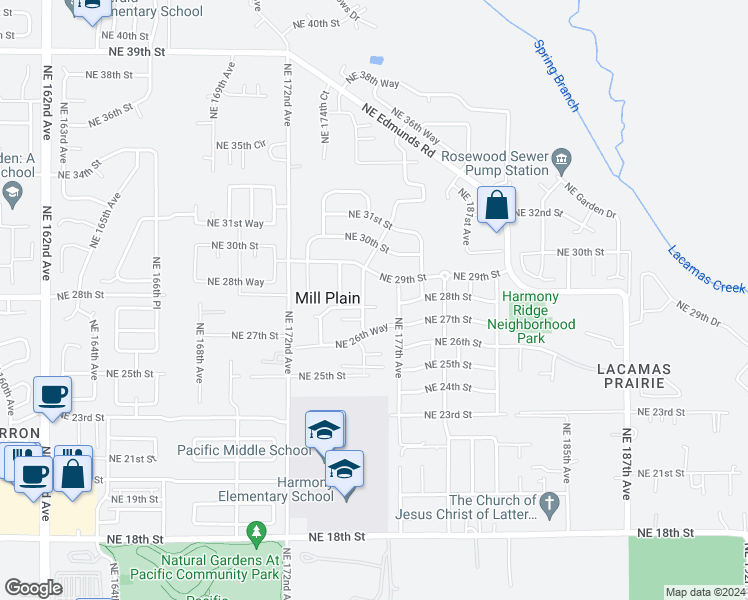 map of restaurants, bars, coffee shops, grocery stores, and more near 17610 Northeast 27th Way in Vancouver