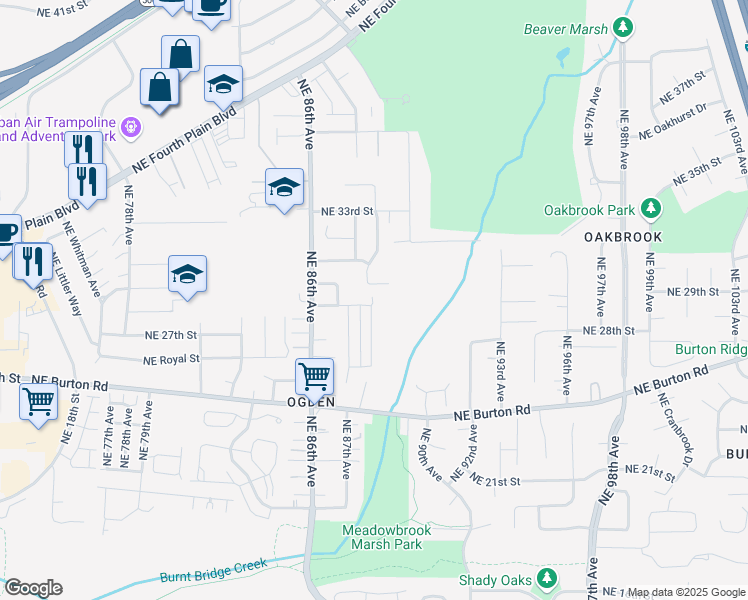 map of restaurants, bars, coffee shops, grocery stores, and more near 2809 Northeast 88th Place in Vancouver